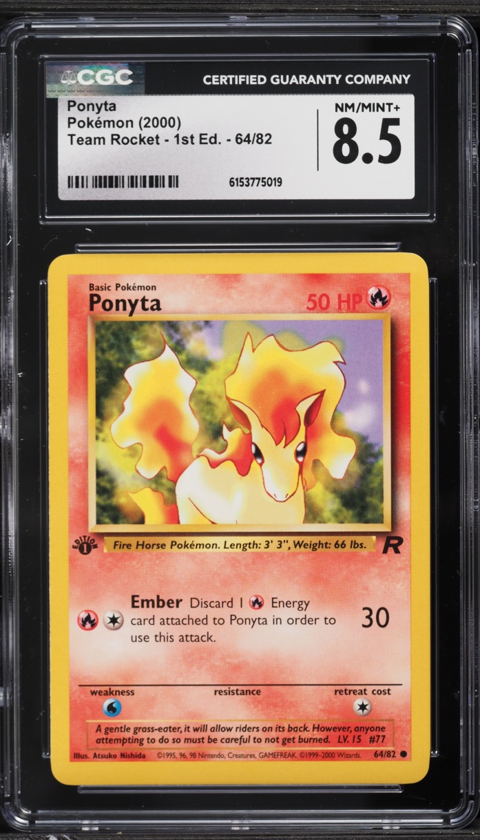 2000 Pokemon Team Rocket 1st Edition Ponyta #64 CGC 8.5 NM-MT+
