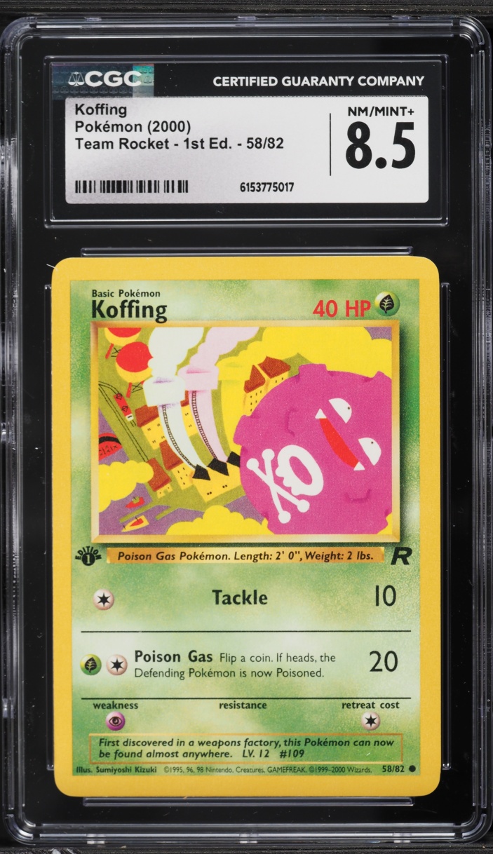 2000 Pokemon Team Rocket 1st Edition Koffing #58 CGC 8.5 NM-MT+