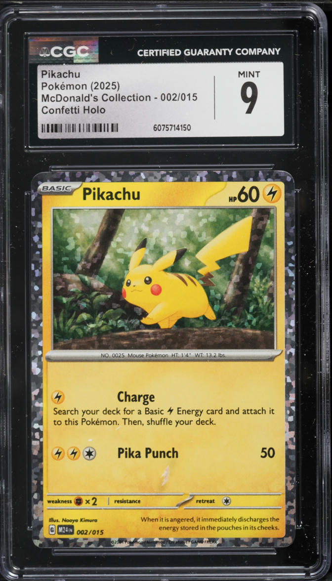 2025 Pokemon Scarlet & Violet McDonald's Collection Confetti Holo Pikachu #2 CGC 9 MINT