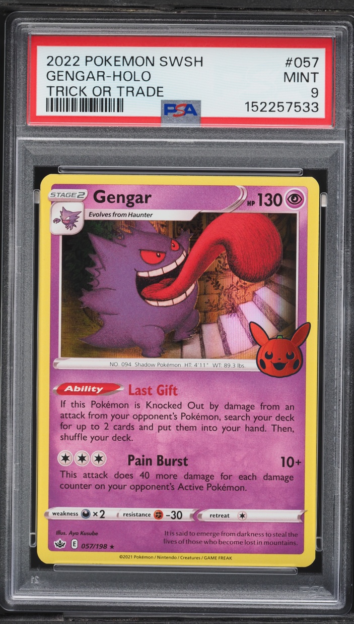 2022 Pokemon Sword & Shield Trick Or Trade Holo Gengar #57 PSA 9 MINT