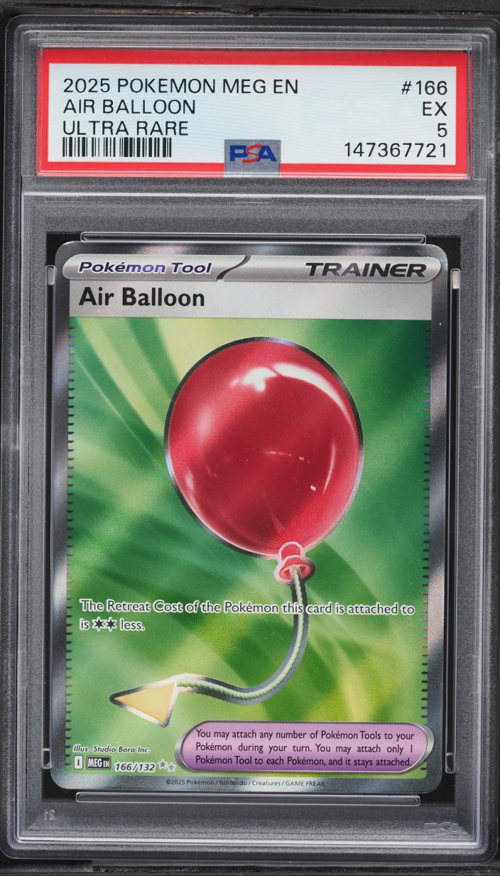 2025 Pokemon Mega Evolution Full Art Air Balloon #166 PSA 5 EX