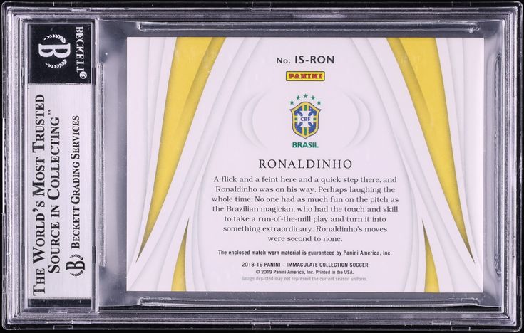 2018 Immaculate Collection Standard Platinum Ronaldinho PATCH 1/1 #IS-RON BGS 9 MINT