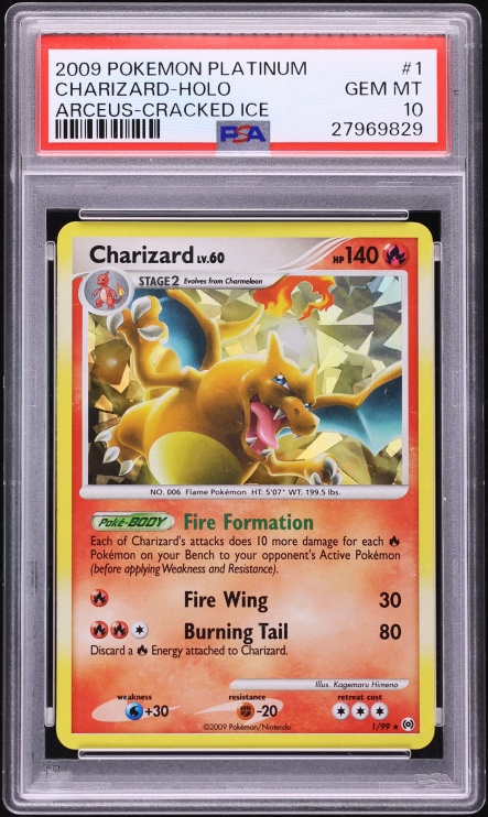 2009 Pokemon Platinum Arceus Cracked Ice Holo Charizard #1 PSA 10 GEM MINT