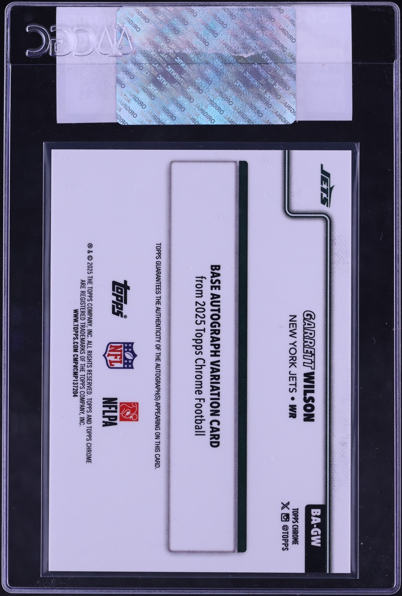2025 Topps Chrome Green Geometric Refractor Garrett Wilson AUTO /99 #BA-GW CGC AUTH