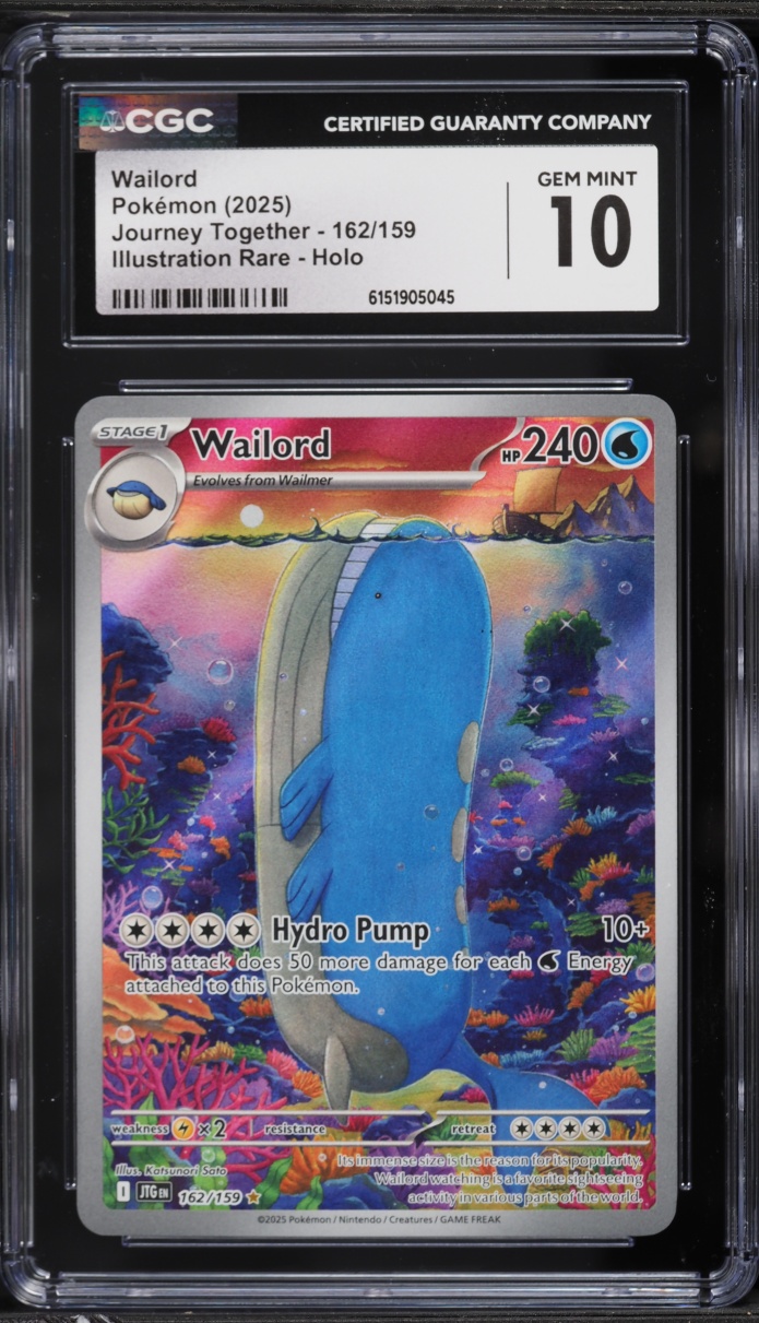 2025 Pokemon Scarlet & Violet Journey Together IR Wailord #162 CGC 10 GEM MINT