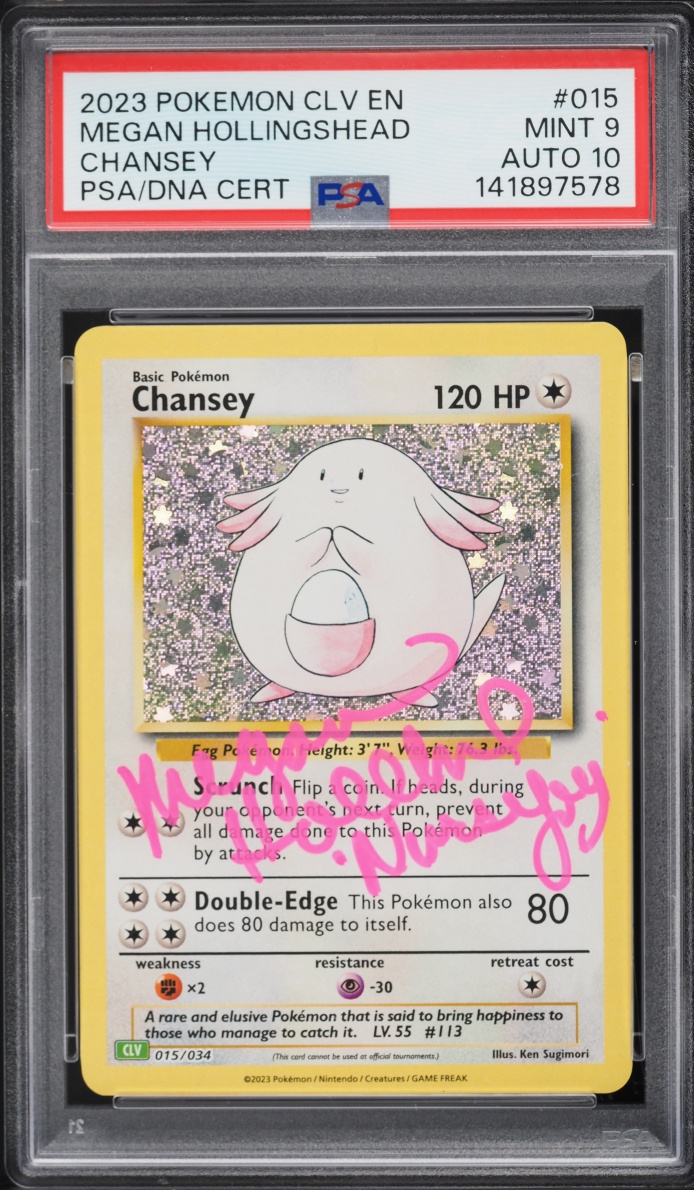 2023 Pokemon TCG Classic Collection Holo Chansey Megan Hollingshead AUTO DNA 10 #15 PSA 9 MINT