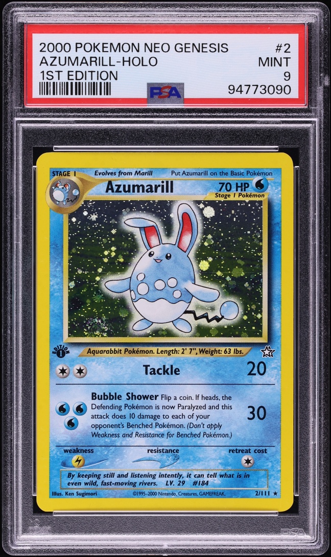 2000 Pokemon Neo Genesis 1st Edition Holo Azumarill #2 PSA 9 MINT