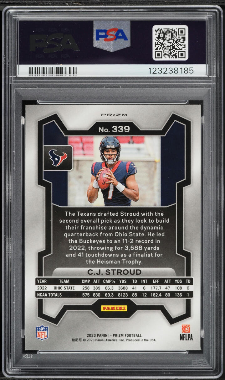 2023 Panini Prizm Lazer C.J. Stroud ROOKIE #339 PSA 8 NM-MT