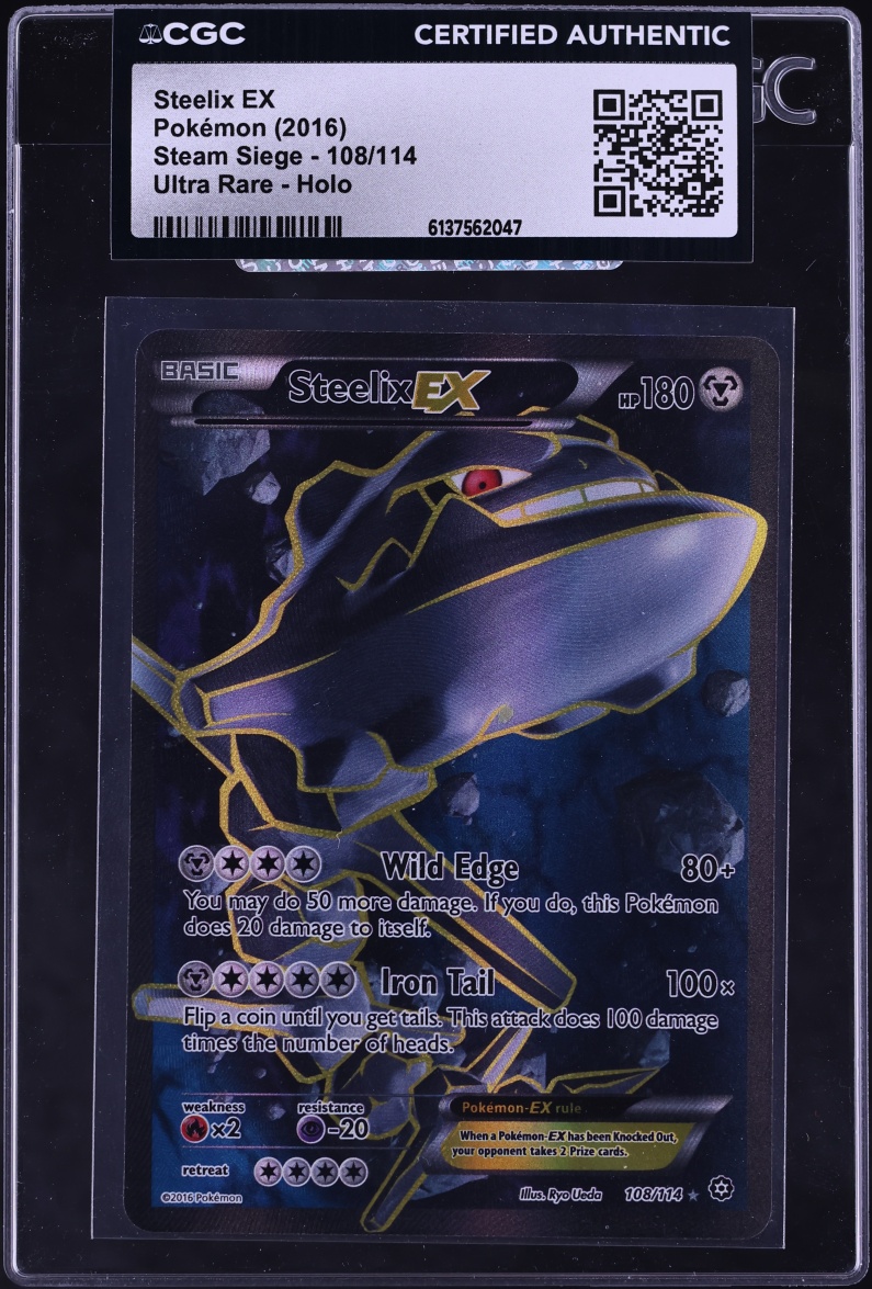2016 Pokemon XY Steam Siege Full Art Steelix Ex #108 CGC AUTH
