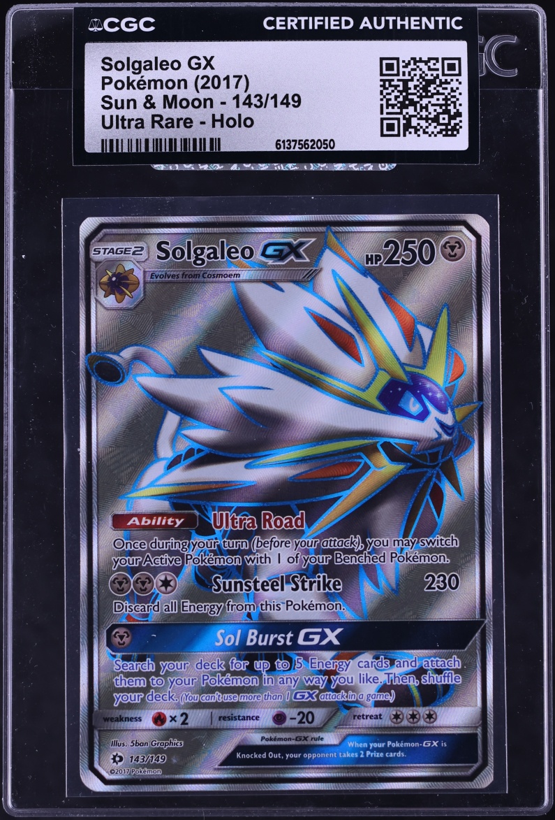 2017 Pokemon Sun & Moon Full Art Solgaleo GX #143 CGC AUTH