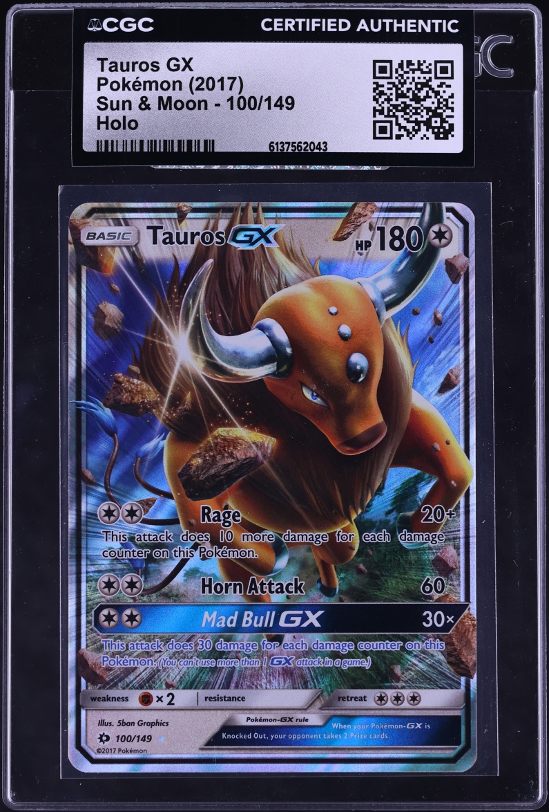 2017 Pokemon Sun & Moon Holo Tauros GX #100 CGC AUTH