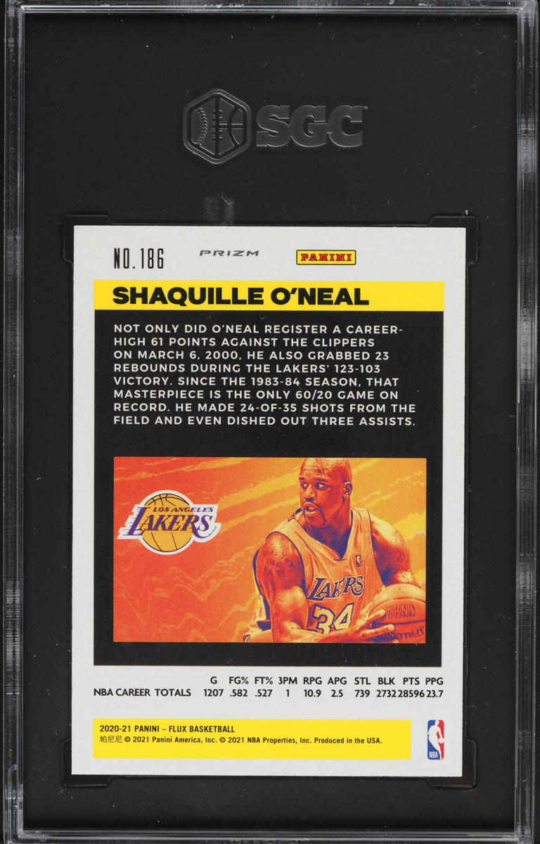 2020 Panini Flux Pulsar Prizm Shaquille O'Neal #186 SGC 10 GEM MINT