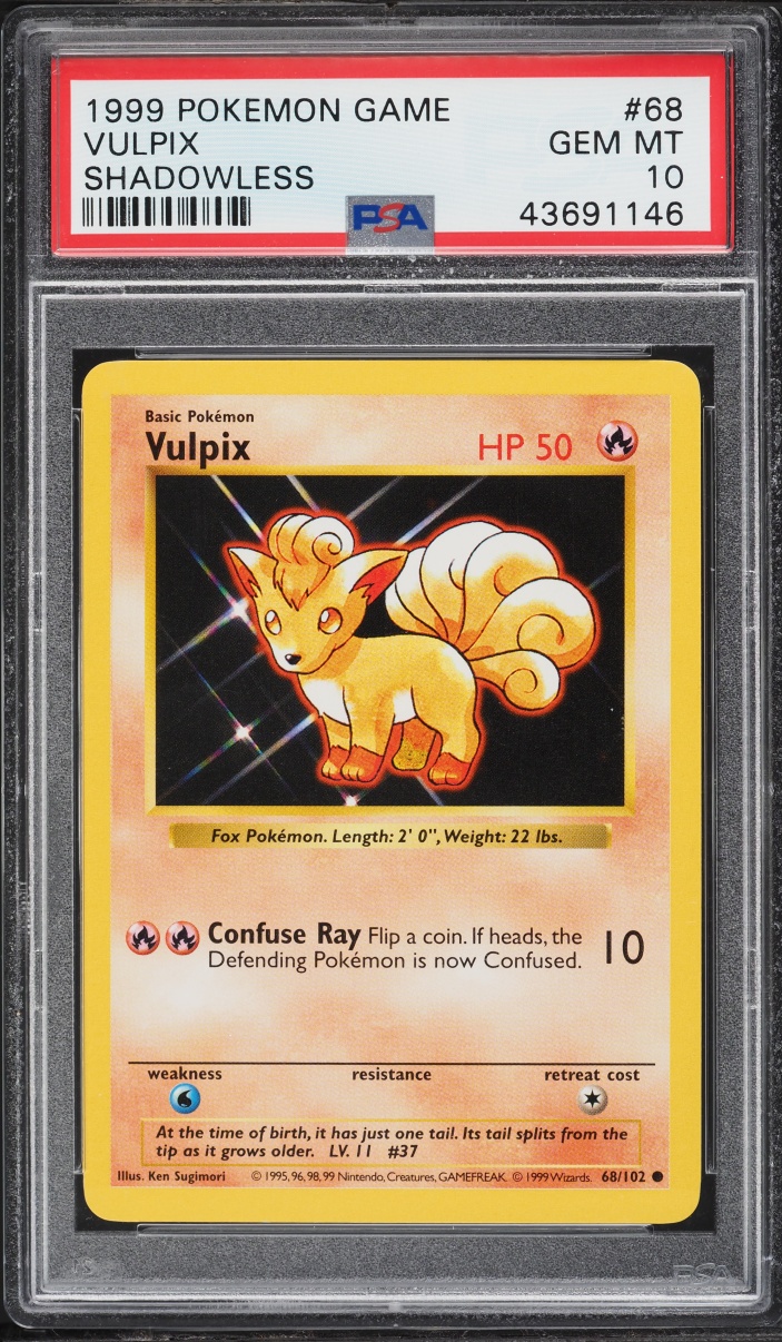 1999 Pokemon Base Set Shadowless Vulpix #68 PSA 10 GEM MINT