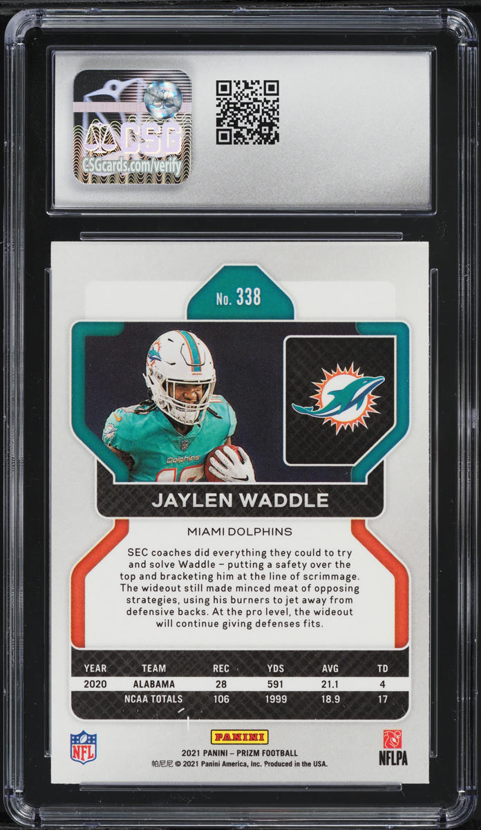2021 Panini Prizm Jaylen Waddle ROOKIE #338 CSG 8.5 NM-MT+