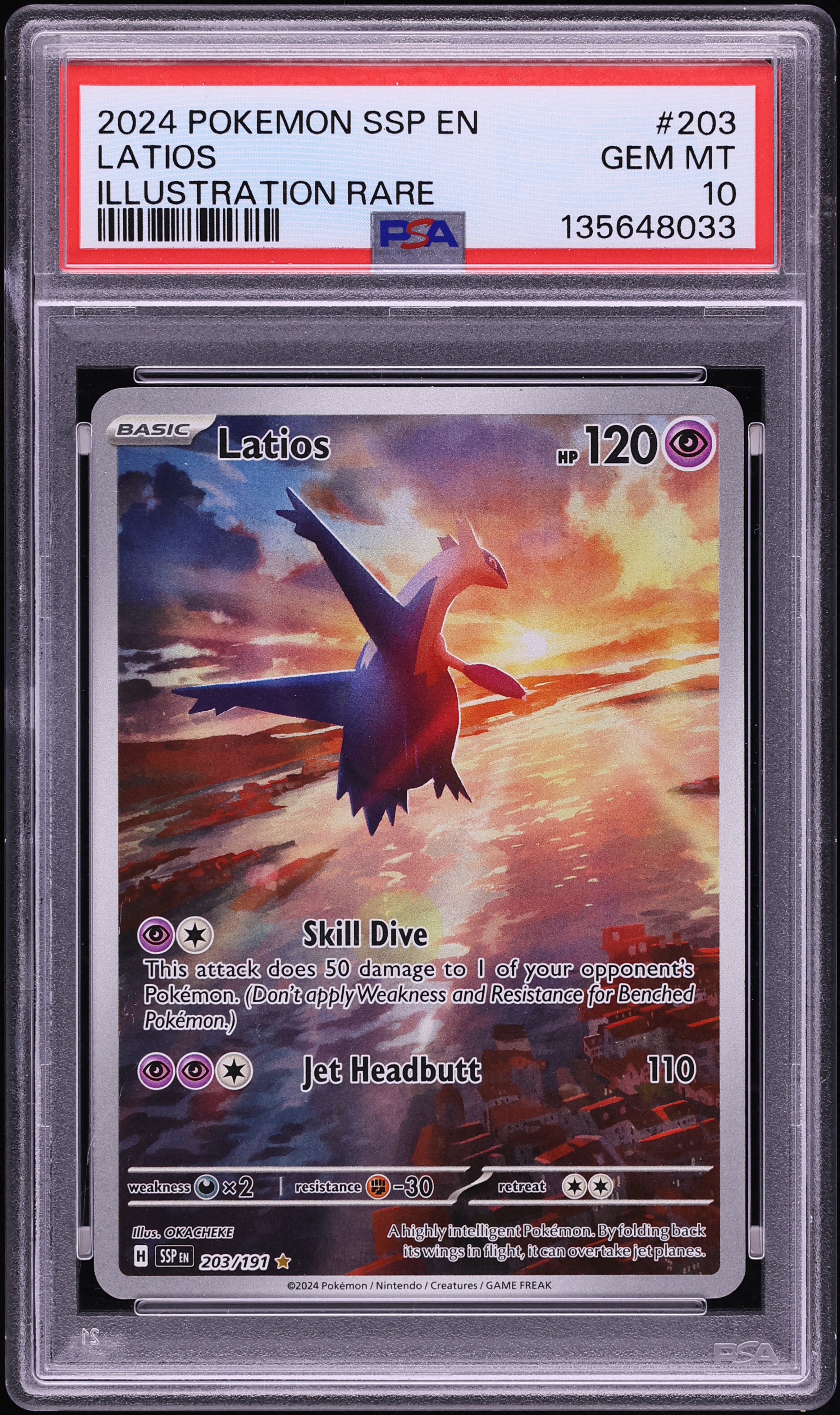 2024 Pokemon Scarlet & Violet Surging Sparks IR Latios #203 PSA 10 GEM MINT