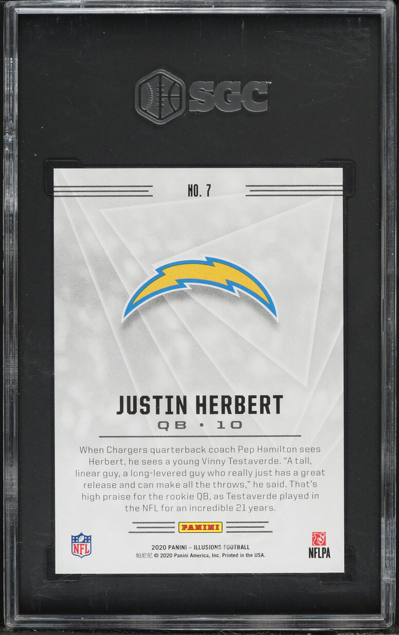 2020 Panini Illusions Justin Herbert ROOKIE #7 SGC 10 GEM MINT