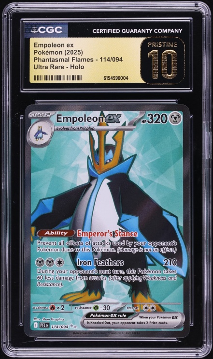 2025 Pokemon Mega Evolution Phantasmal Flames Full Art Empoleon ex #114 CGC 10 PRISTINE