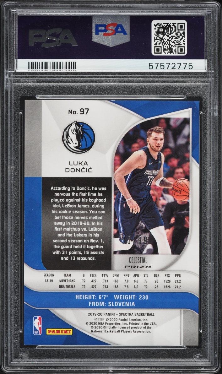 2019 Panini Spectra Celestial Luka Doncic /99 #97 PSA 10 GEM MINT