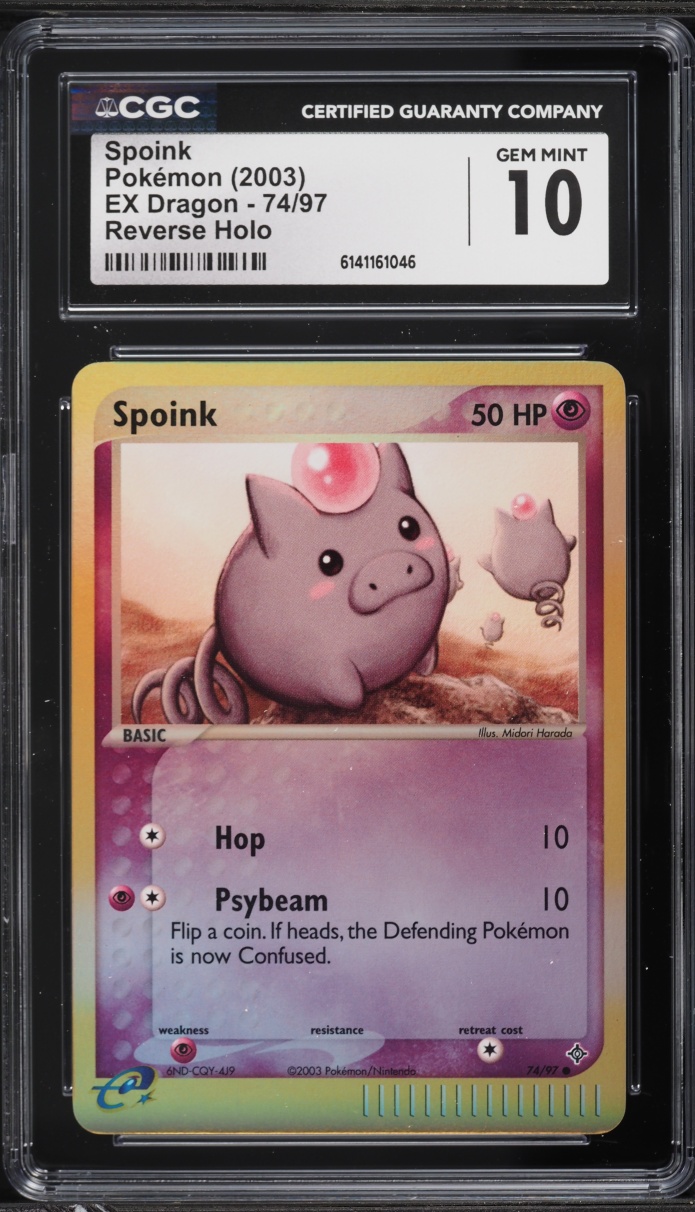 2003 Pokemon EX Dragon Reverse Holo Spoink #74 CGC 10 GEM MINT