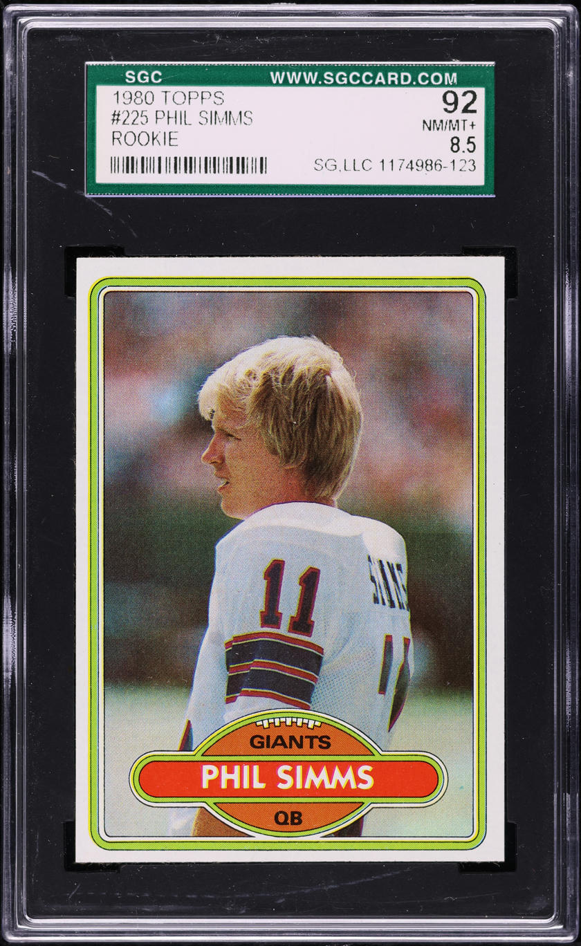 1980 Topps Football Phil Simms ROOKIE #225 SGC 8.5 NM-MT+