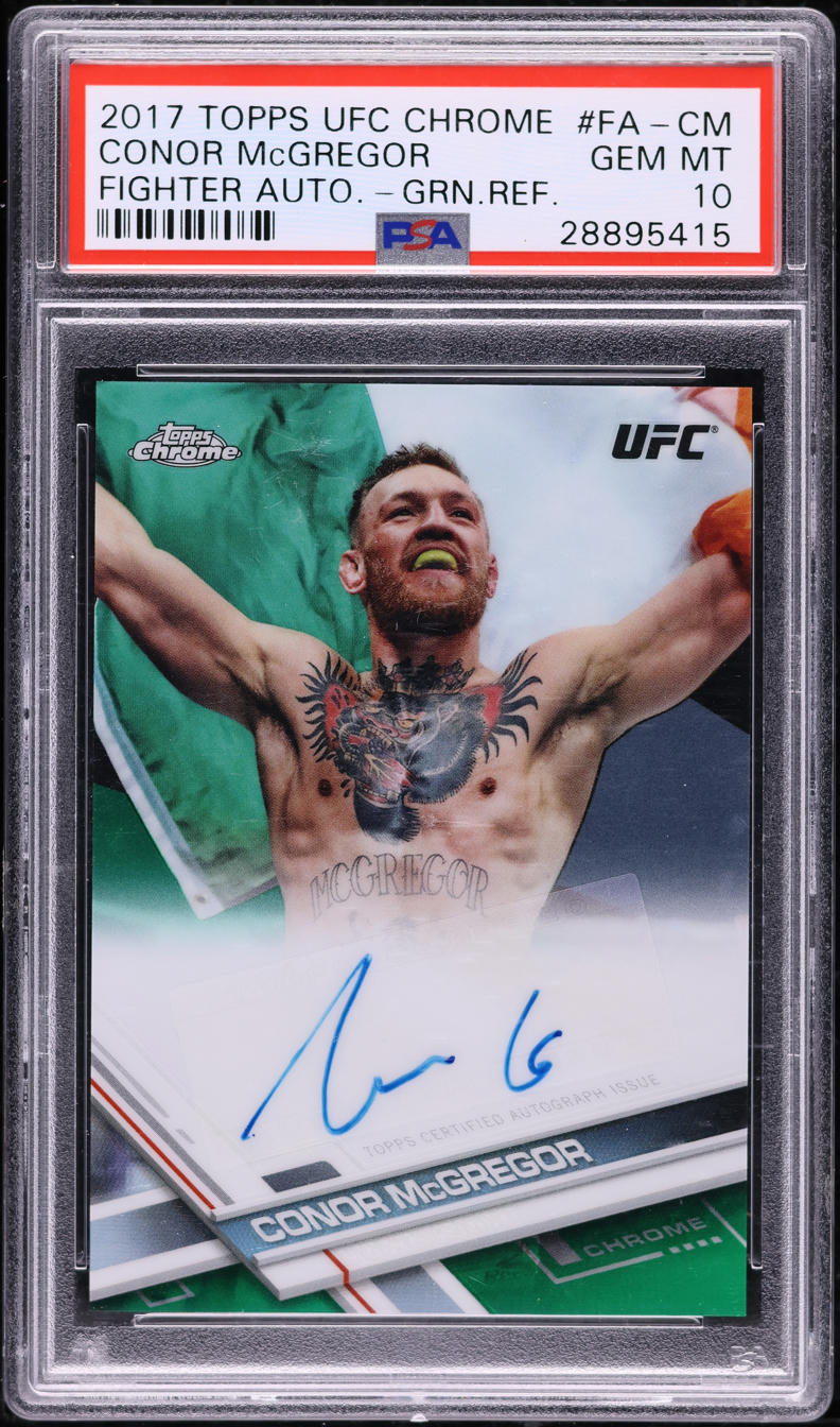 2017 Topps Chrome UFC Fighter Green Refractor Conor McGregor AUTO /30 PSA 10 GEM