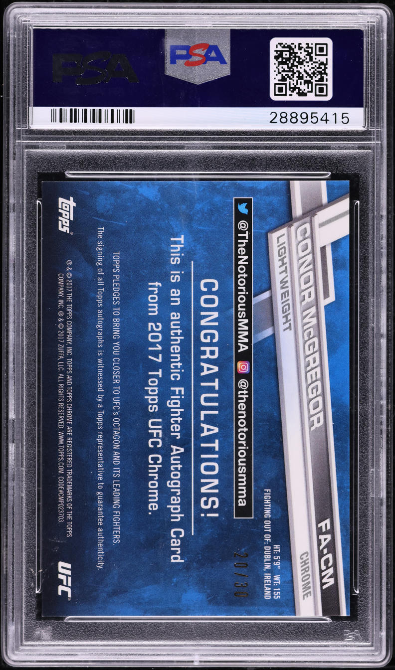 2017 Topps Chrome UFC Fighter Green Refractor Conor McGregor AUTO /30 PSA 10 GEM