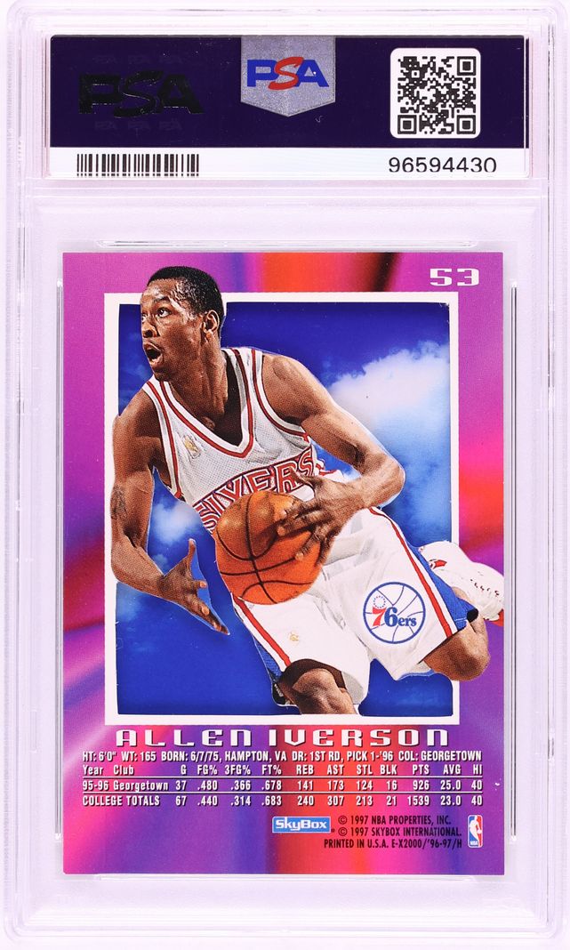 1996 Skybox E-X2000 Allen Iverson ROOKIE #53 PSA 9 MINT