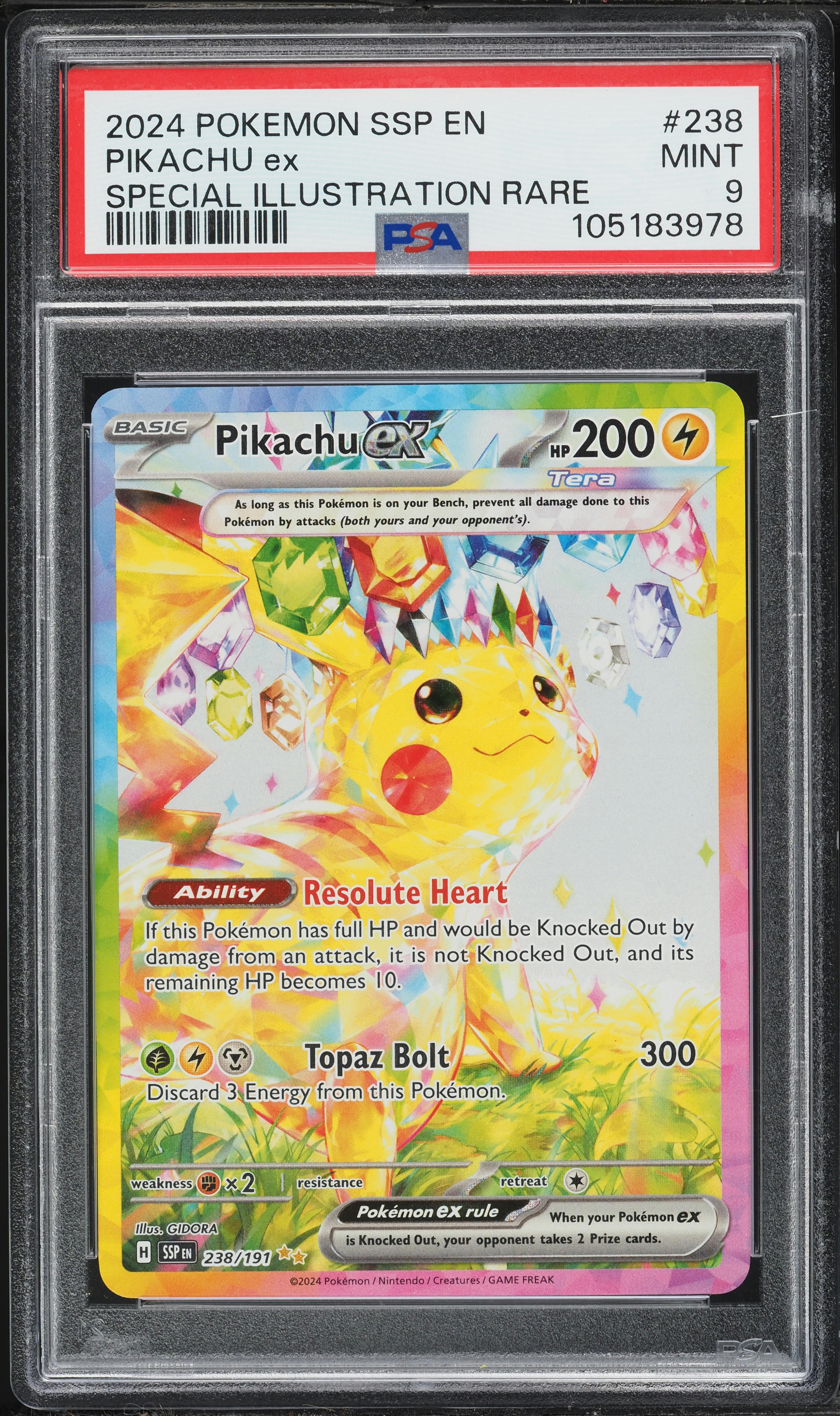 2024 Pokemon Scarlet & Violet Surging Sparks SIR Pikachu Ex #238 PSA 9 MINT
