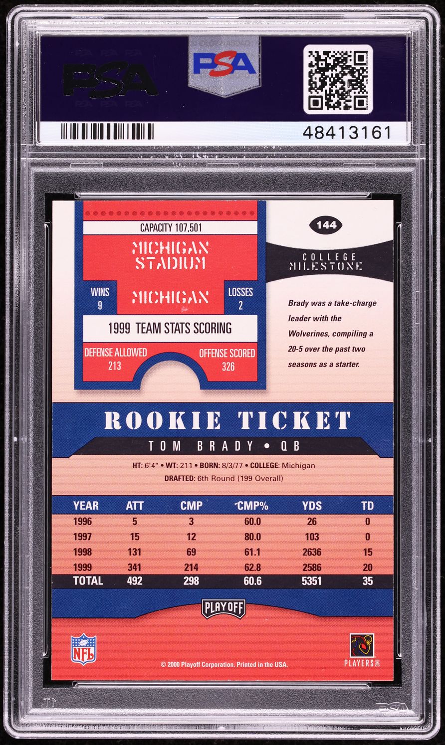 2000 Playoff Contenders Tom Brady ROOKIE AUTO DNA 10 #144 PSA AUTH