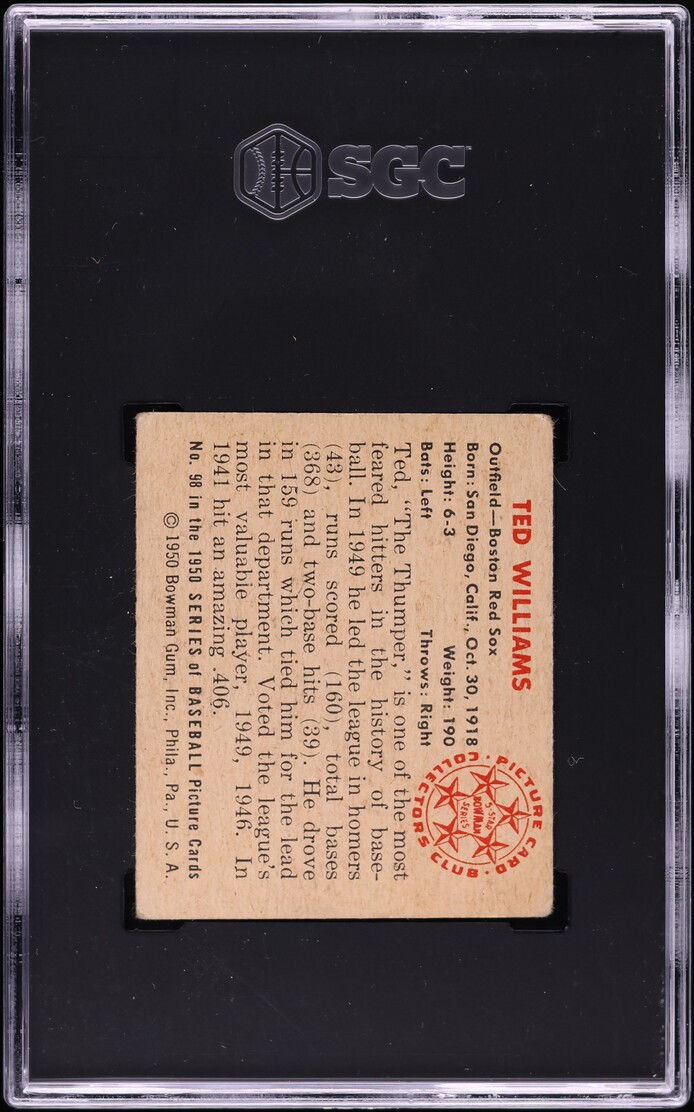 1950 Bowman Ted Williams #98 SGC 3 VG