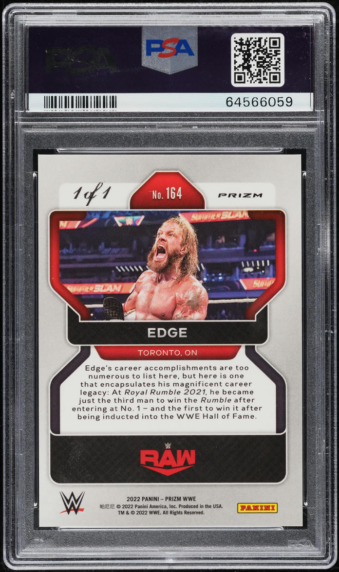 2022 Panini Prizm WWE Black Edge 1/1 #164 PSA 9 MINT