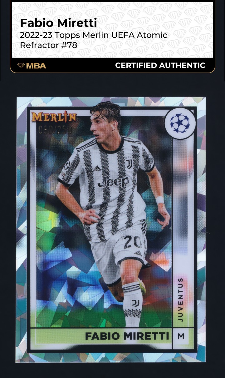 2022 Topps Merlin UEFA Aqua Refractor Fabio Miretti /199 #78 MBA