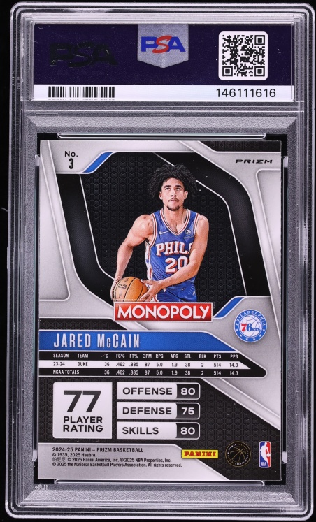 2024 Panini Prizm Monopoly Silver Jared McCain ROOKIE #3 PSA 9 MINT