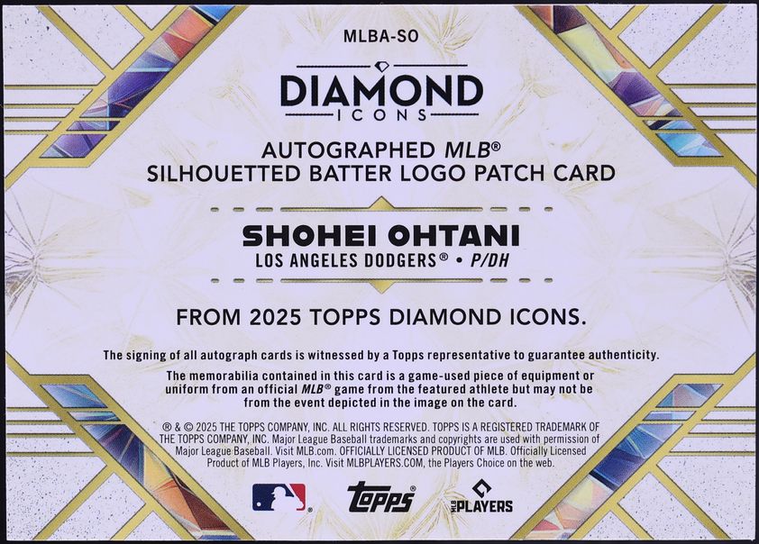 2025 Topps Diamond Icons Shohei Ohtani MLB LOGOMAN PATCH AUTO 1/1 #MLBA-SO CGC AUTH