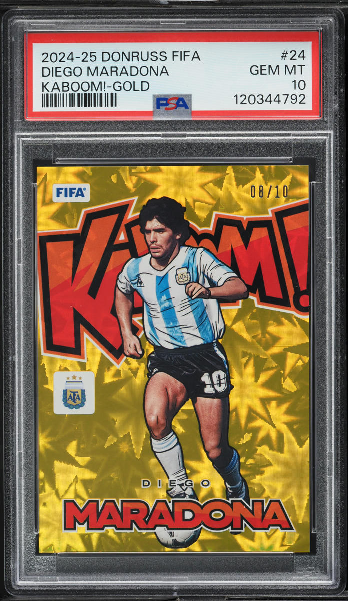 2024 Donruss FIFA Kaboom! Gold Diego Maradona /10 #24 PSA 10 GEM MINT