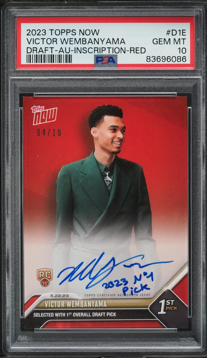 2023 Topps Now Draft Inscription Red Victor Wembanyama ROOKIE AUTO /10 PSA 10
