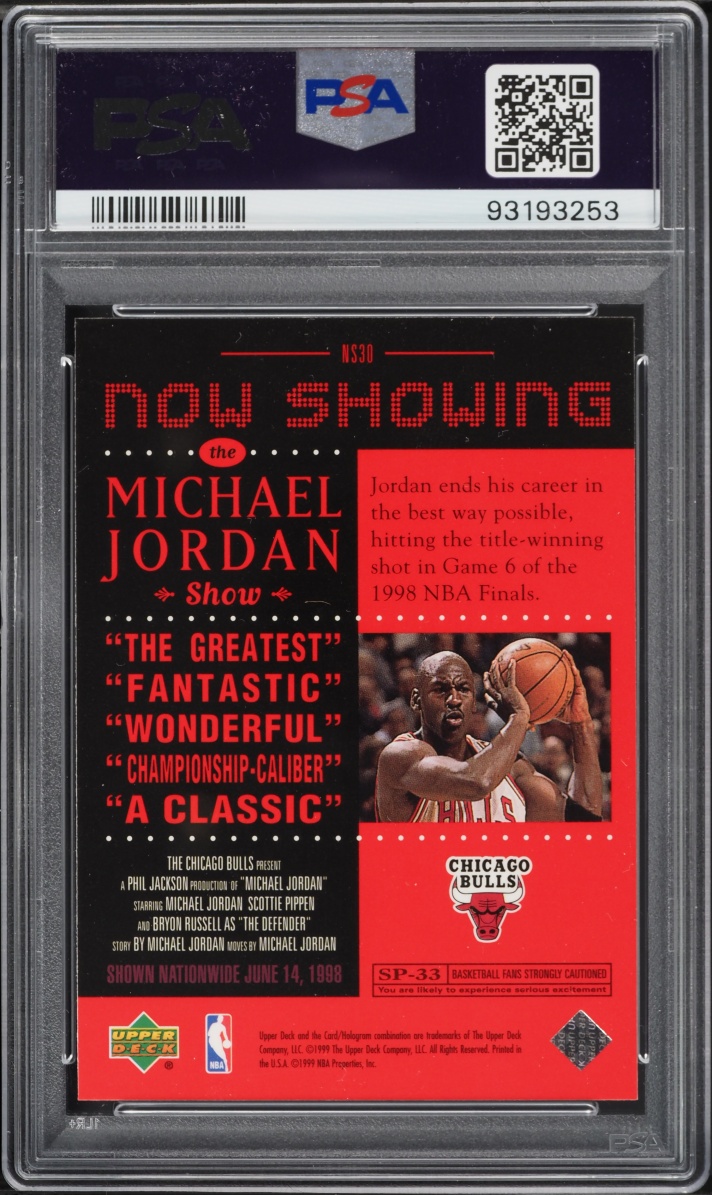1999 Upper Deck Now Showing Michael Jordan #NS30 PSA 9 MINT