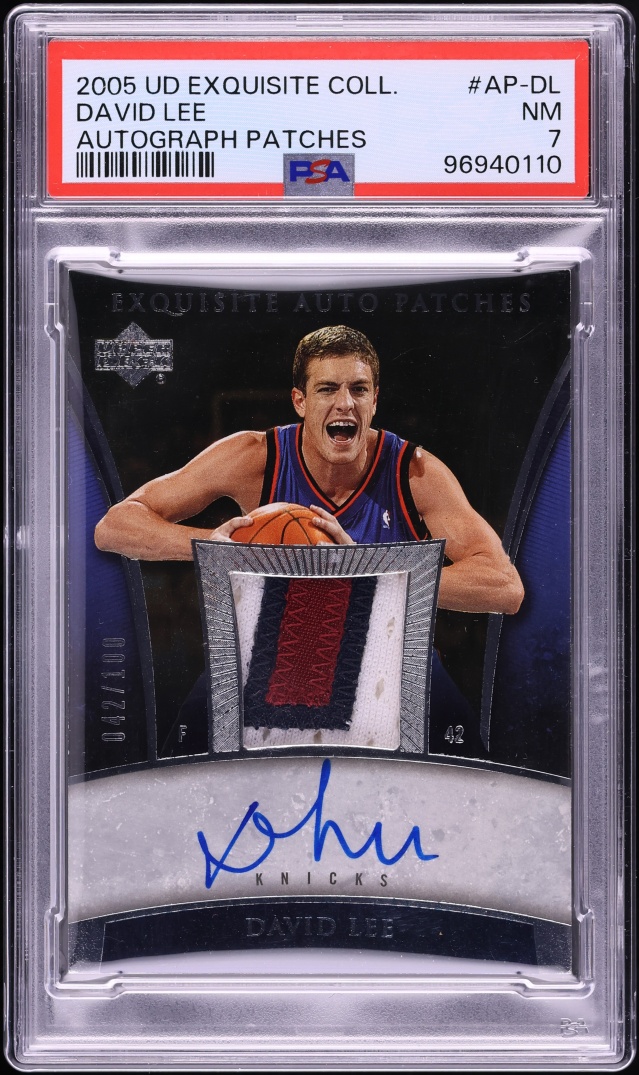2005 Exquisite Collection David Lee ROOKIE PATCH AUTO JERSEY # 42/100 #AP-DL PSA 7 NRMT