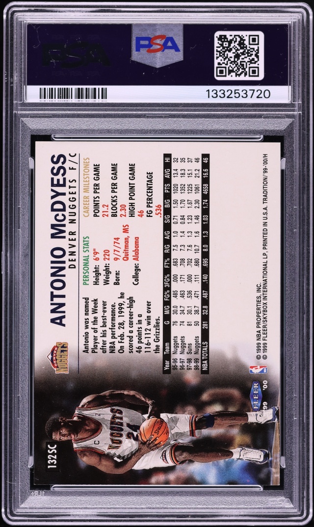 1999 Fleer Tradition Supreme Court Collection Antonio McDyess /20 #132SC PSA 8 NM-MT - Photo 2