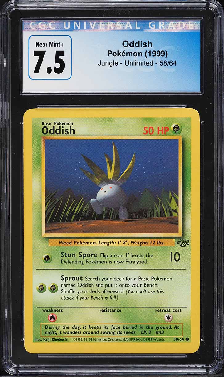 1999 Pokemon Jungle Oddish #58 CGC 7.5 NRMT+