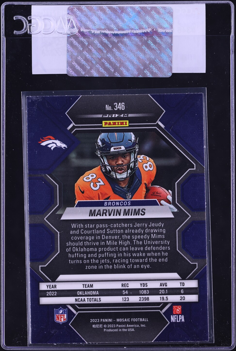 2023 Panini Mosaic Marvin Mims ROOKIE #346 CGC AUTH
