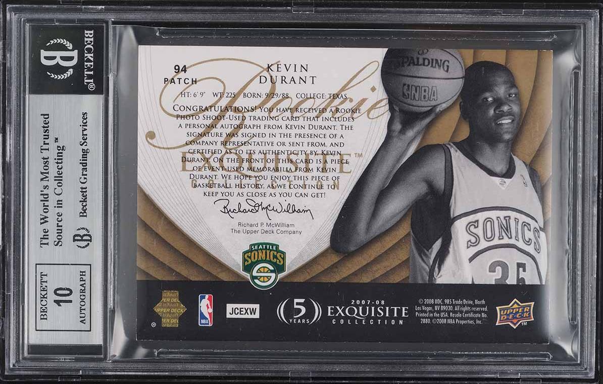 2007 Exquisite Collection Gold Kevin Durant ROOKIE PATCH AUTO /35