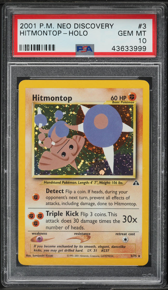 2001 Pokemon Neo Discovery Holo Hitmontop #3 PSA 10 GEM MINT