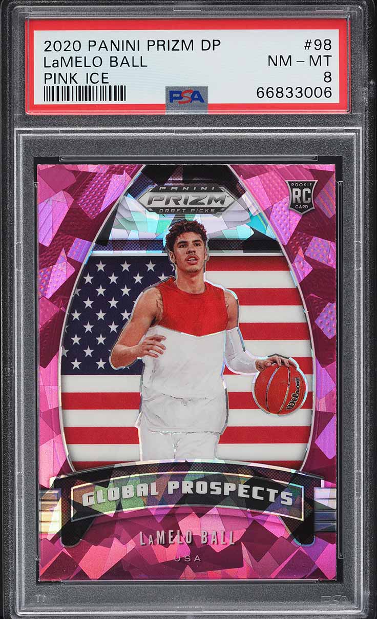 2020 Panini Prizm Draft Picks Pink Ice Prizms LaMelo Ball ROOKIE #98 PSA 8 NM-MT - Main Image