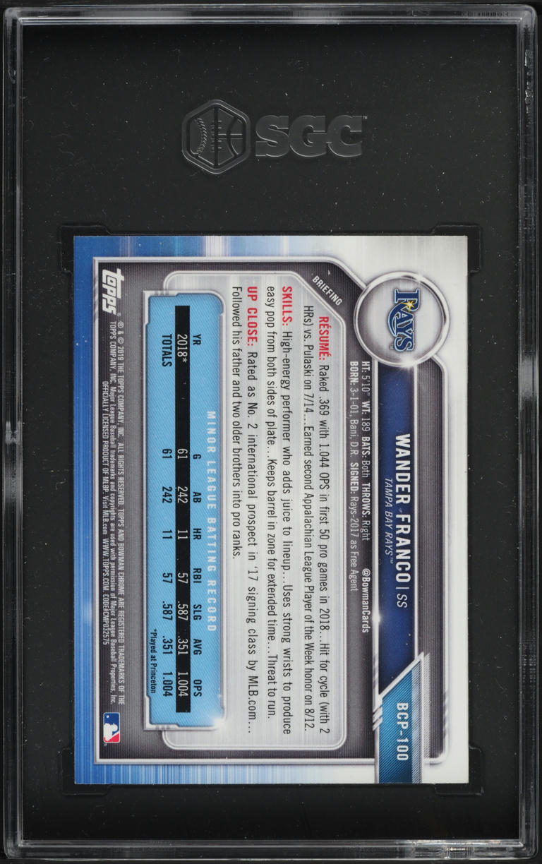 2019 Bowman Chrome Wander Franco PROSPECT #BCP-100 SGC 9 MINT