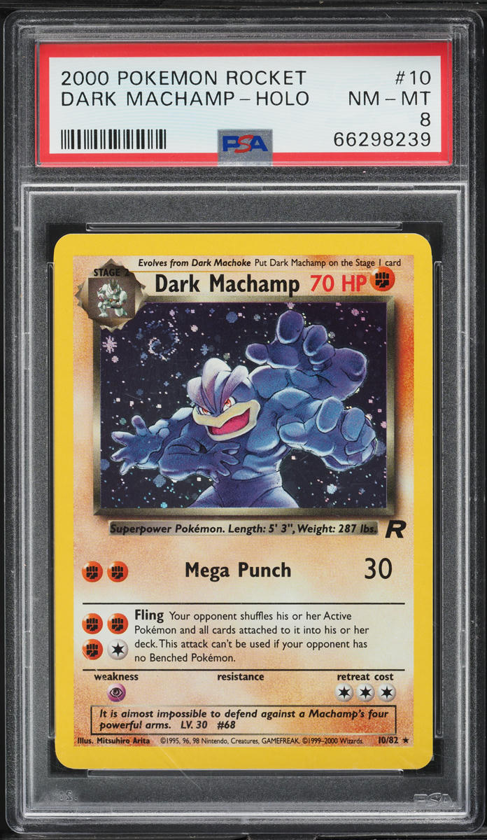 2000 Pokemon Team Rocket Holo Dark Machamp #10 PSA 8 NM-MT