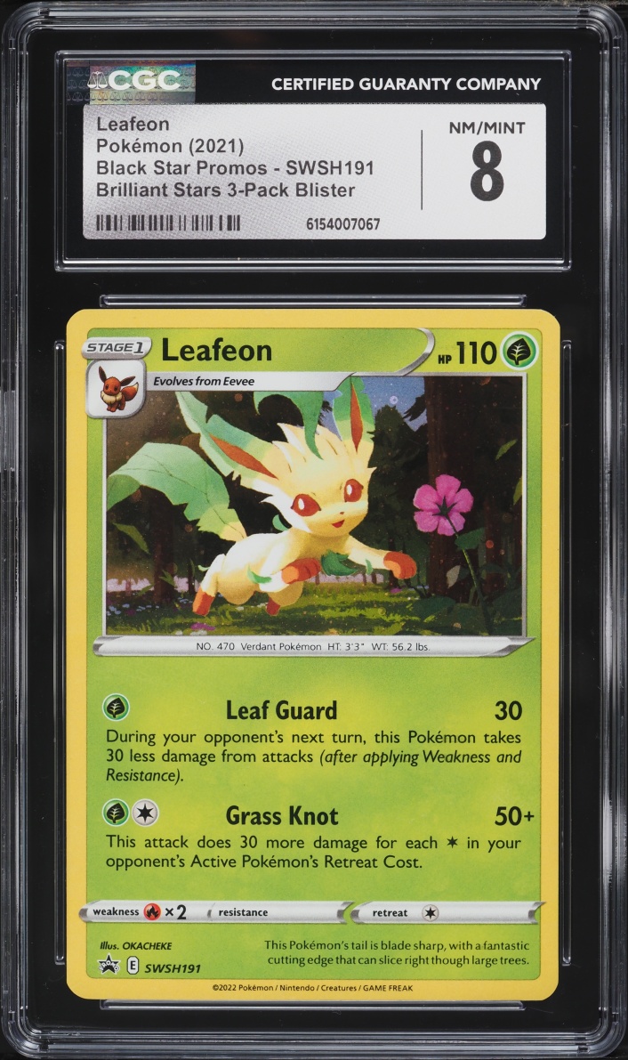 2021 Pokemon Sword & Shield Promo Brilliant Stars Holo Leafeon #SWSH191 CGC 8 NM-MT