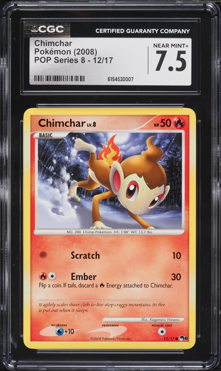 2008 Pokemon POP Series 8 Chimchar #12 CGC 7.5 NRMT+