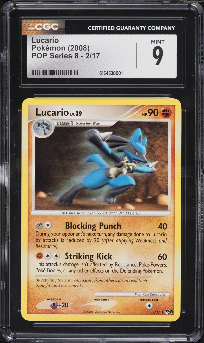2008 Pokemon POP Series 8 Lucario #2 CGC 9 MINT