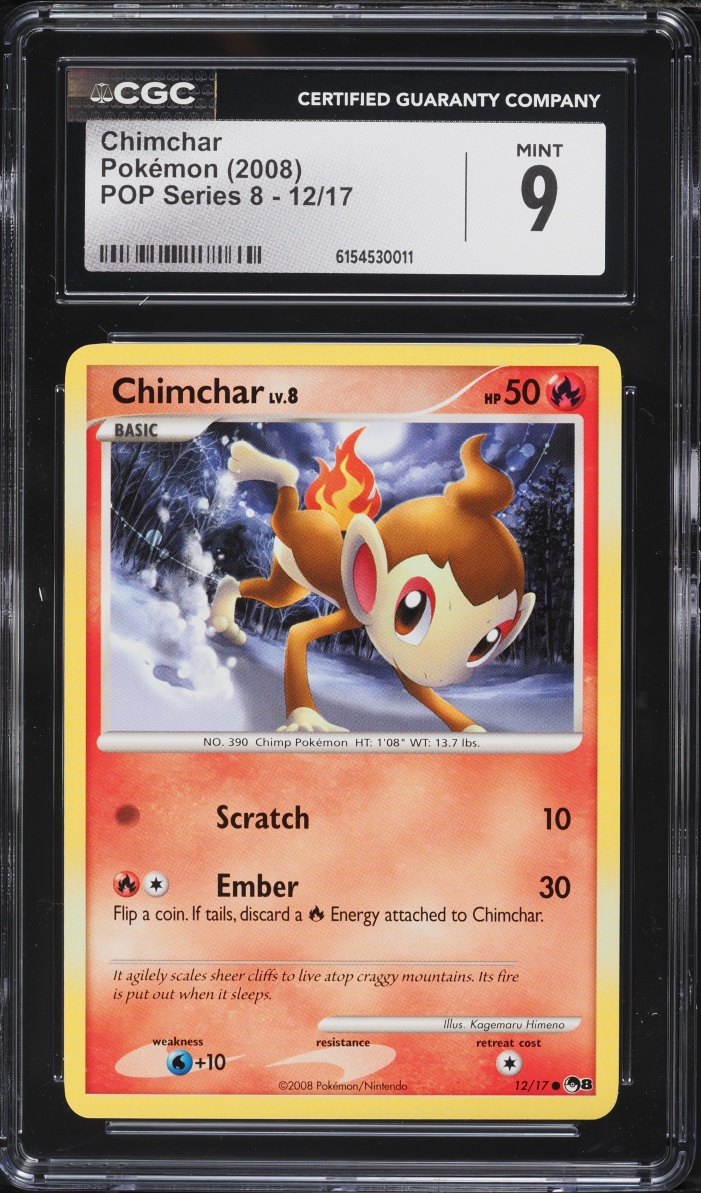 2008 Pokemon POP Series 8 Chimchar #12 CGC 9 MINT